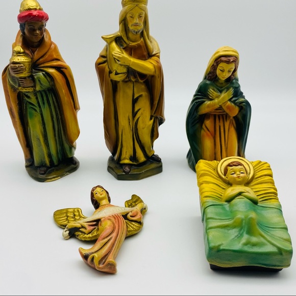 Vintage 9 Piece Nativity Set Made in Japan Handprinted Chalkware - Picture 8 of 16